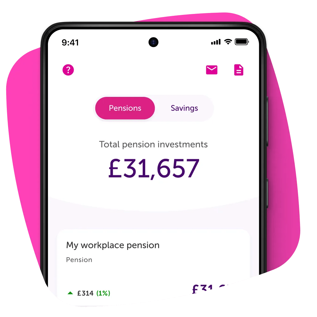 Cushon app showing Pensions tab open