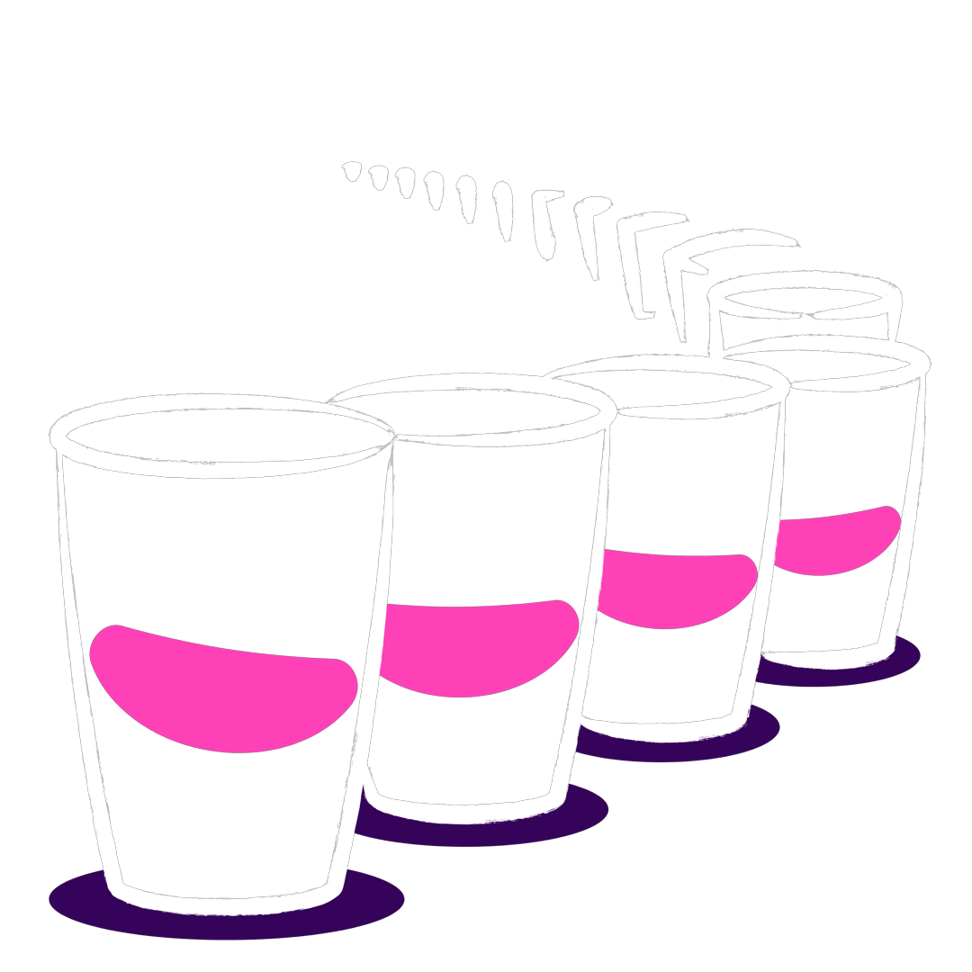 Illustration of a row of cups