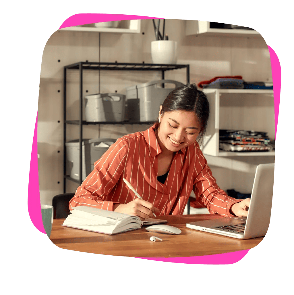 young woman working at a desk