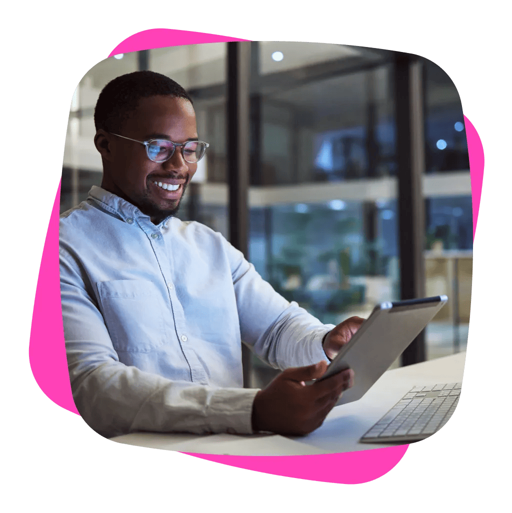 An office worker using a tablet