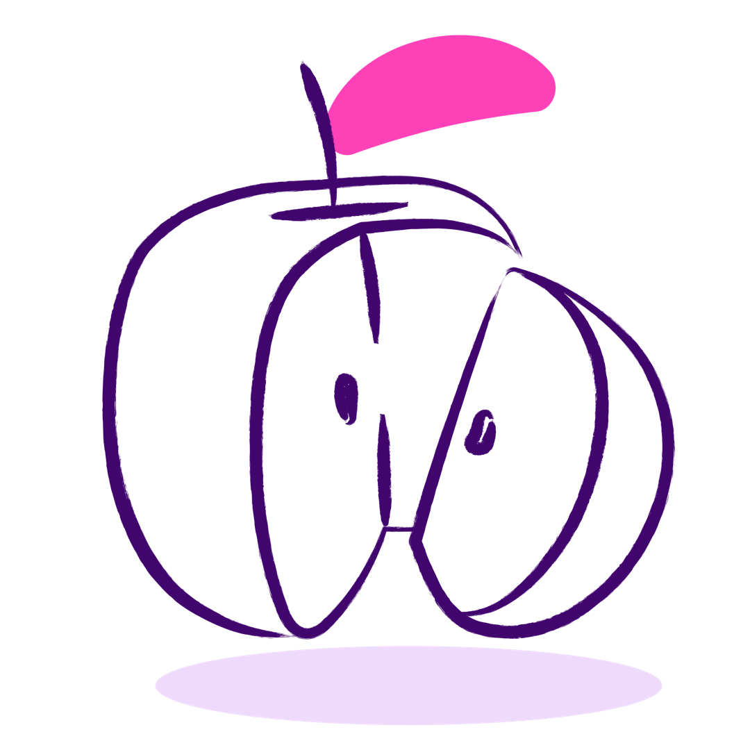 Illustration of a quarter sliced apple