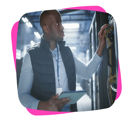man working with IT equipment