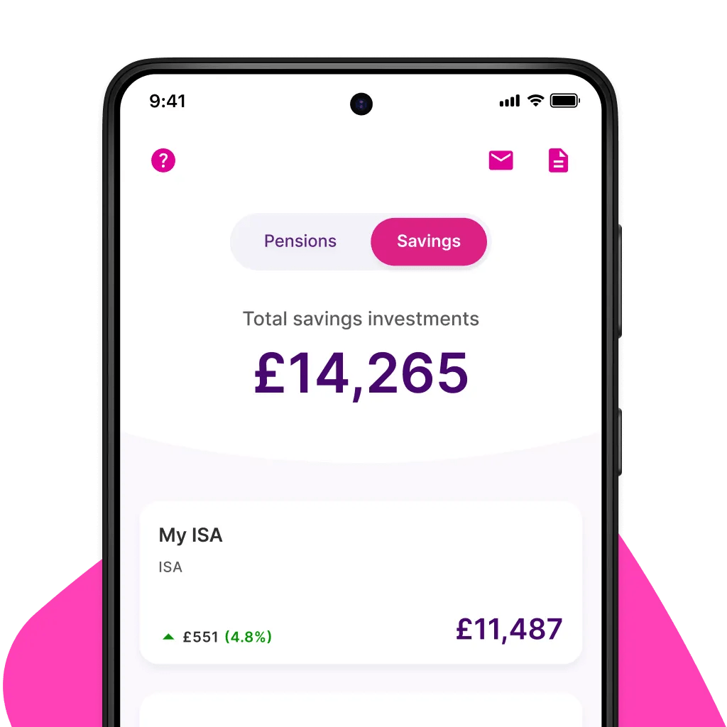 Cropped mobile app showing Savings tab