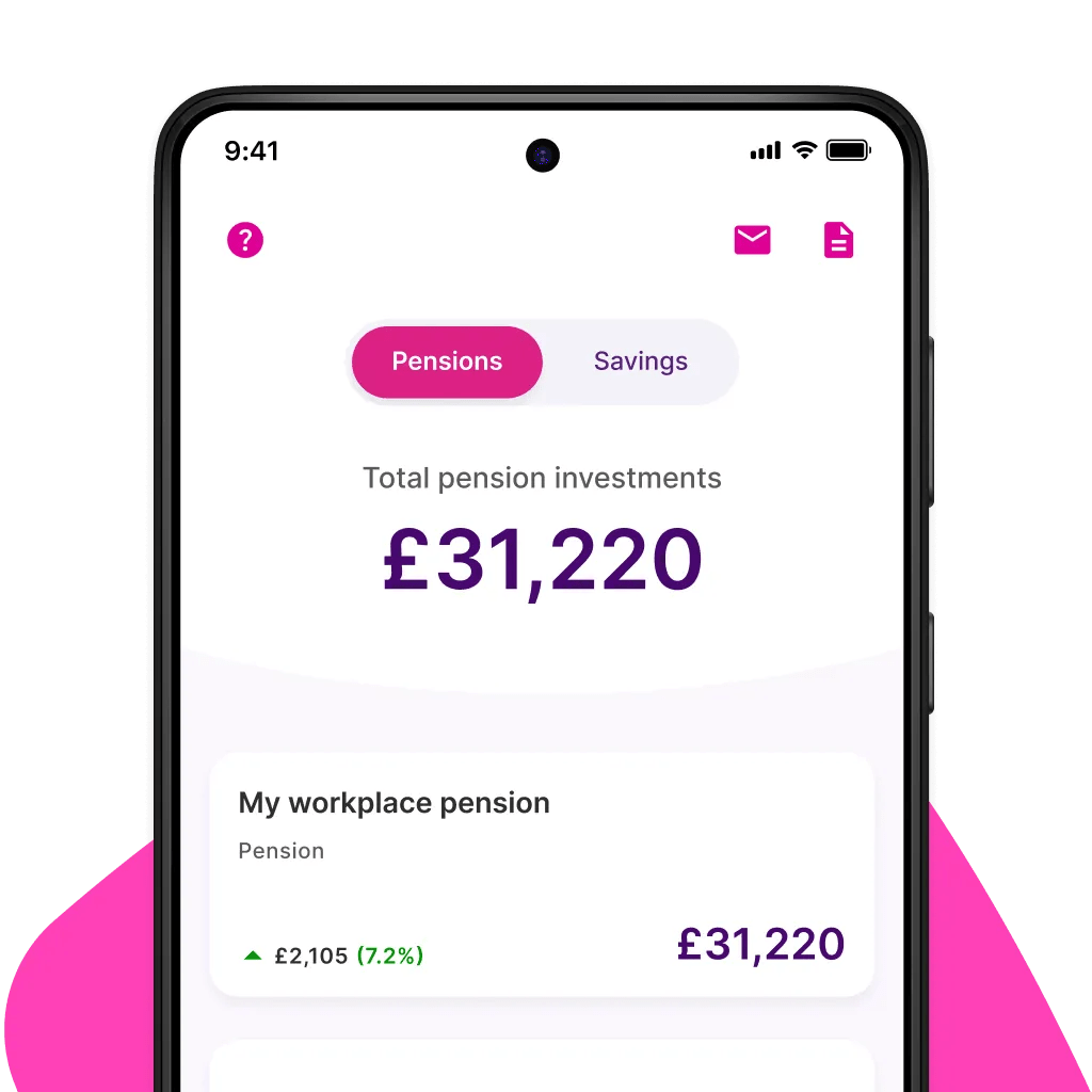 Cropped mobile app showing Pensions tab