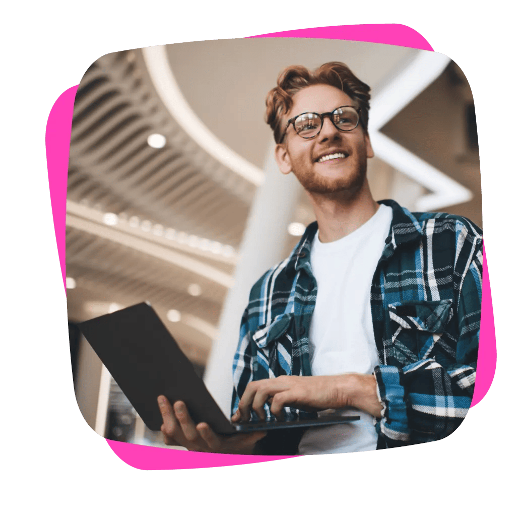 young man with laptop